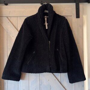 Alo Yoga Black Cozy Up Plush Teddy Zip Up Jacket Womens Small EUC Black
